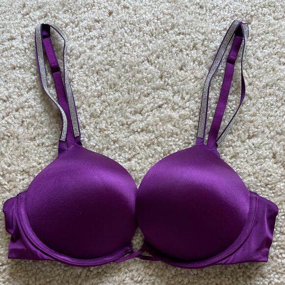 Rhinestone Strap Purple/Pink Victoria's Secret Bombshell Bra 32B - Picture 1 of 6